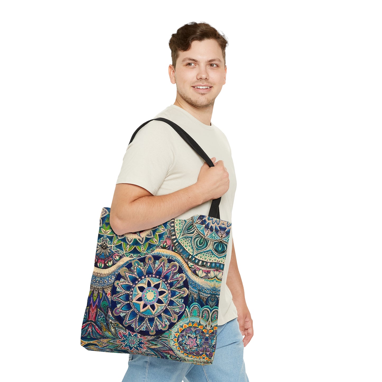 "Blue Mood" artwork printed Tote Bag (AOP)
